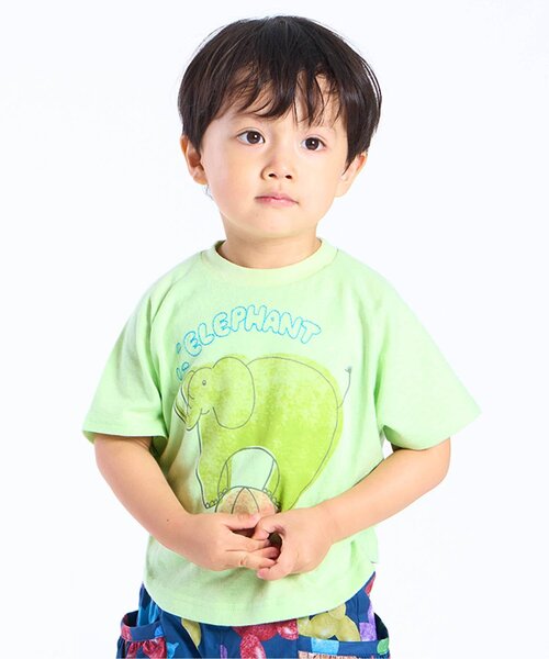 BIT'Z(ビッツ)の「動物プリント半袖Tシャツ(Tシャツ/カットソー・キッズ・サーモンピンク/ライム/イエロー/サックスブルー・120/110/100/95/90/80)」の2枚目の写真