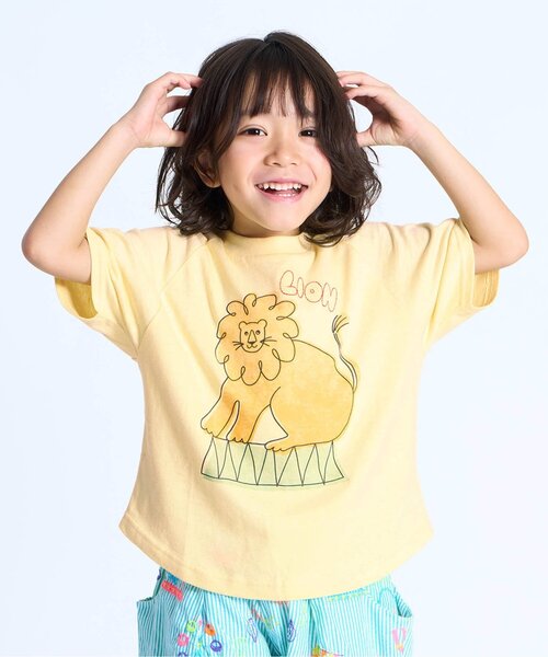 BIT'Z(ビッツ)の「動物プリント半袖Tシャツ(Tシャツ/カットソー・キッズ・サーモンピンク/ライム/イエロー/サックスブルー・120/110/100/95/90/80)」の4枚目の写真