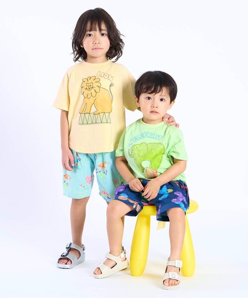 BIT'Z(ビッツ)の「動物プリント半袖Tシャツ(Tシャツ/カットソー・キッズ・サーモンピンク/ライム/イエロー/サックスブルー・120/110/100/95/90/80)」の12枚目の写真