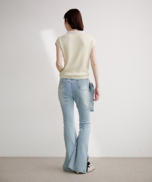 fupel(フぺル)の「organdy ribbon knit tops / オーガンジーリボンニットトップス(ニット/セーター・レディース・ブラック/アイボリー・FREE)」の7枚目の写真