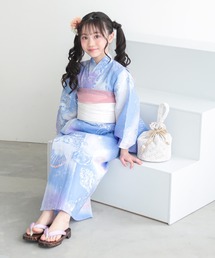 KIMONOMACHI（キモノマチ）の「ガールズ浴衣 子供浴衣2点セット （綿浴衣＋しわ兵児帯）　貝殻　金魚　星柄　花柄　フラワー　120cm/130cm/140cm/150cm　キッズ浴衣　ジュニア浴衣 女の子 子供浴衣2点セット 低身長浴衣（浴衣）」