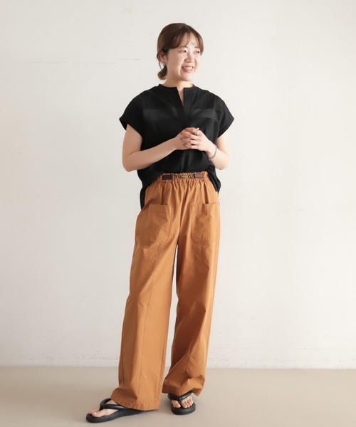 NOMBRE IMPAIR(ノンブルアンペール)の「ソフト綿ナイロン ビット付キギャザーパンツ(その他パンツ・レディース・グレー/オレンジ・FREE)」の6枚目の写真
