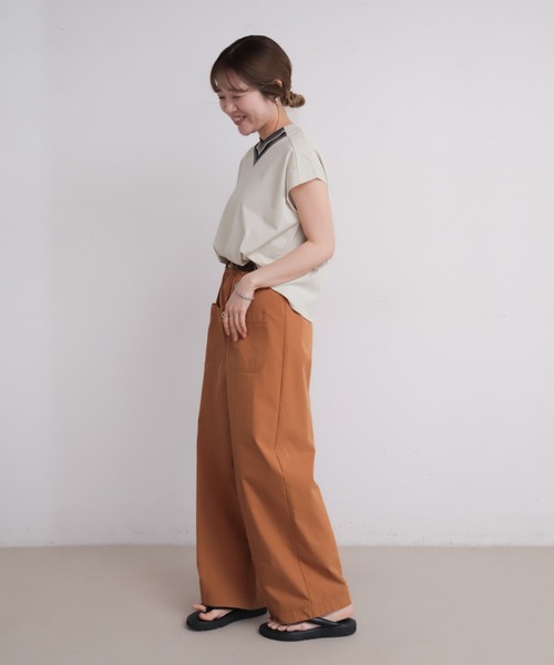 NOMBRE IMPAIR(ノンブルアンペール)の「ソフト綿ナイロン ビット付キギャザーパンツ(その他パンツ・レディース・グレー/オレンジ・FREE)」の3枚目の写真