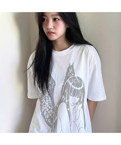 GRAVER（グレーバー）の「[ユニセックス]HALO 半袖Tシャツ_4色（Tシャツ/カットソー・レディース・ホワイト/チャコールグレー/ブラック/サンドベージュ・SMALL/MEDIUM/LARGE）」の2枚目の写真