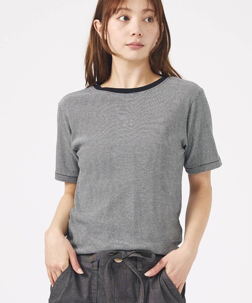 MILLER(ミラー)の「【Robert P.Miller/ロバートピーミラー】パネルリブクルーネックTシャツ(Tシャツ/カットソー・レディース・ブラック系その他/グレー/グレー系その他/ブラック・フリー)」の1枚目の写真
