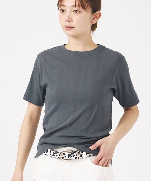 MILLER(ミラー)の「【Robert P.Miller/ロバートピーミラー】パネルリブクルーネックTシャツ(Tシャツ/カットソー・レディース・ブラック系その他/グレー/グレー系その他/ブラック・フリー)」の3枚目の写真