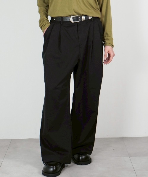 Chikashitsu +(チカシツプラス)の「【Chikashitsu +】2 tuck straight slacks / 【チカシツプラス】2タックストレートスラックス(スラックス・メンズ・ブラック・L/M/S)」の9枚目の写真