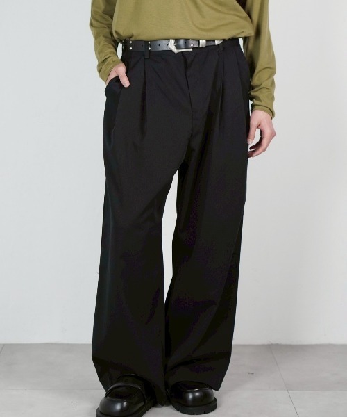 Chikashitsu +(チカシツプラス)の「【Chikashitsu +】2 tuck straight slacks / 【チカシツプラス】2タックストレートスラックス(スラックス・メンズ・ブラック・L/M/S)」の10枚目の写真