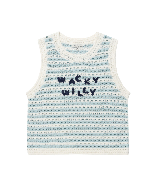 Wacky WiLLy(ワッキーウィリー)の「ウィメンズニットクロシェベストスカイブルー(ニット/セーター・レディース・その他・F)」の1枚目の写真
