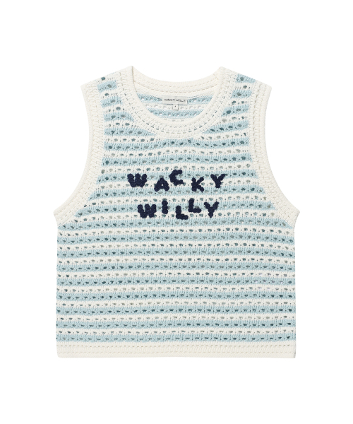 Wacky WiLLy(ワッキーウィリー)の「ウィメンズニットクロシェベストスカイブルー(ニット/セーター・レディース・その他・F)」の2枚目の写真