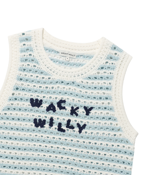 Wacky WiLLy(ワッキーウィリー)の「ウィメンズニットクロシェベストスカイブルー(ニット/セーター・レディース・その他・F)」の4枚目の写真