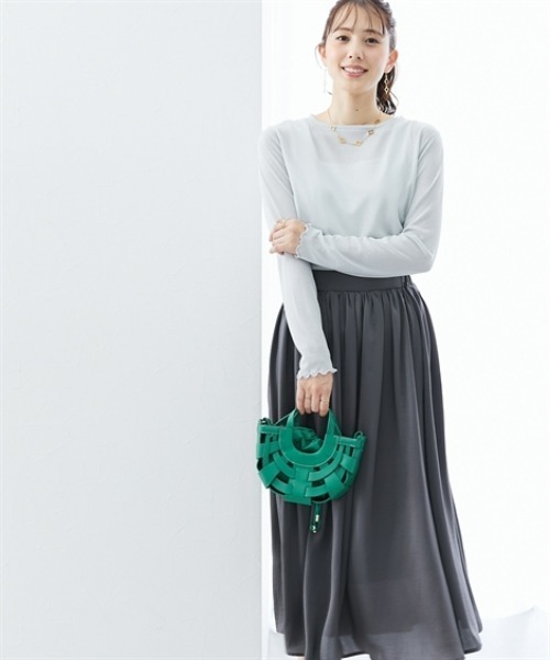 7days Life Styling(セブンデイズライフスタイリング)の「ヴィンテージサテンプリーツロングスカート(スカート・レディース・ブラック/グレー・3L/LL/L/M)」の4枚目の写真