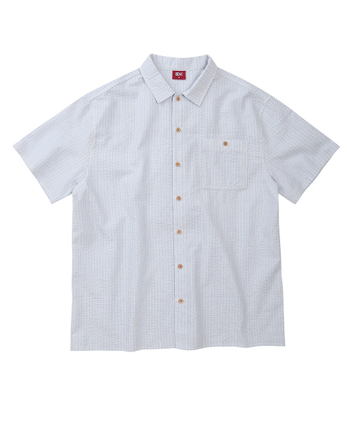 DESIRED（デシレッド）の「ストライプ半袖シャツ-FBSK5502D0D（シャツ/ブラウス・メンズ・スカイブルー・MEDIUM/LARGE/X-LARGE）」の7枚目の写真