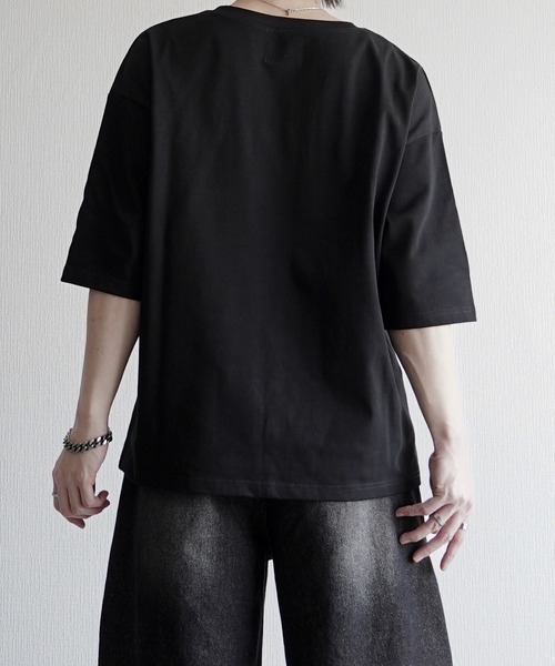 ELLUV(エルブ)の「【ELLUV/エルヴ】ファインコットンスムース ファイヤーマンバックル 半袖 ヘンリーネックTシャツ/接触冷感 UVカット(Tシャツ/カットソー・メンズ・ブラック/ホワイト・S/M/L)」の9枚目の写真