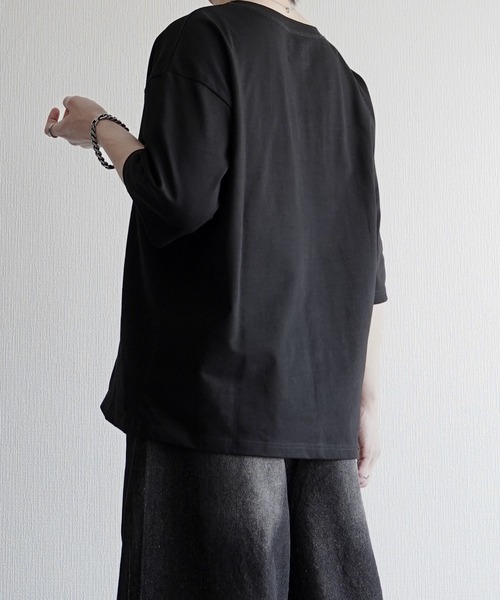 ELLUV(エルブ)の「【ELLUV/エルヴ】ファインコットンスムース ファイヤーマンバックル 半袖 ヘンリーネックTシャツ/接触冷感 UVカット(Tシャツ/カットソー・メンズ・ブラック/ホワイト・S/M/L)」の10枚目の写真