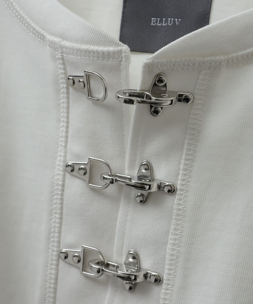 ELLUV(エルブ)の「【ELLUV/エルヴ】ファインコットンスムース ファイヤーマンバックル 半袖 ヘンリーネックTシャツ/接触冷感 UVカット(Tシャツ/カットソー・メンズ・ブラック/ホワイト・S/M/L)」の12枚目の写真
