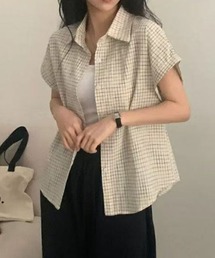 ゆるシルエットグラフチェック半袖シャツ