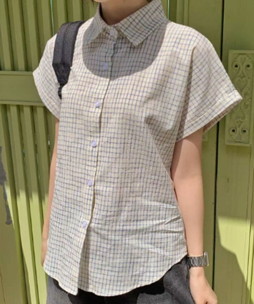 SallyLunn(サリーラン)の「ゆるシルエットグラフチェック半袖シャツ(シャツ/ブラウス・レディース・ブルー/ホワイト/アイボリー/ピンク・LARGE/MEDIUM)」の19枚目の写真