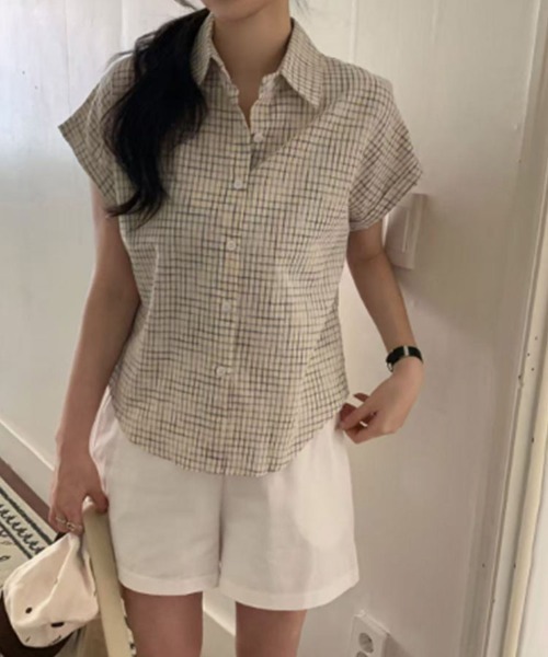 SallyLunn(サリーラン)の「ゆるシルエットグラフチェック半袖シャツ(シャツ/ブラウス・レディース・ブルー/ホワイト/アイボリー/ピンク・LARGE/MEDIUM)」の14枚目の写真