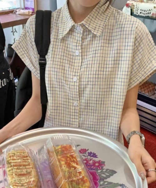 SallyLunn(サリーラン)の「ゆるシルエットグラフチェック半袖シャツ(シャツ/ブラウス・レディース・ブルー/ホワイト/アイボリー/ピンク・LARGE/MEDIUM)」の17枚目の写真