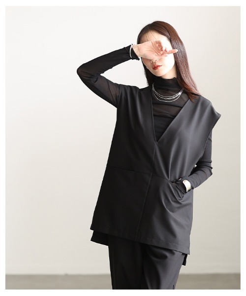 Sawa a la mode(サワアラモード)の「Vネックプルオーバーベスト(ベスト・レディース・ブラック・FREE)」の7枚目の写真
