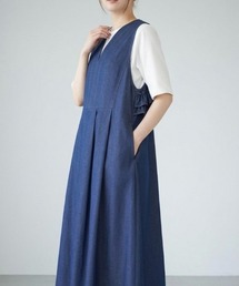 GIVERNY（ジヴェルニー）の「【後ろ姿まで可愛い/体型カバー/ロングシーズン】バックフリル デニムジャンパースカート（ジャンパースカート）」