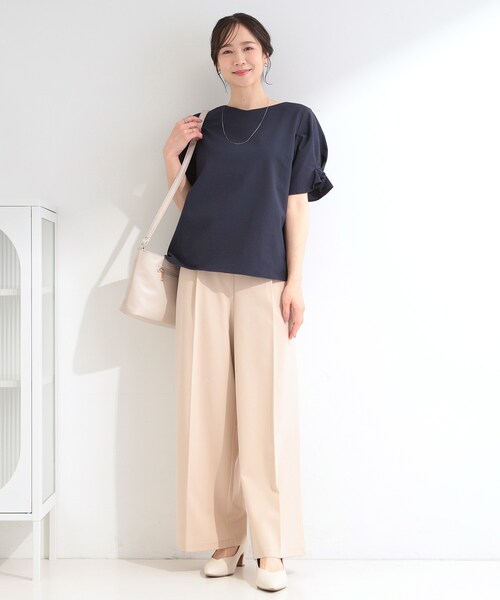 SHOO・LA・RUE(シューラルー)の「【洗濯後しわになりにくい/UV/S-LL】二の腕が隠れる 吸水速乾お袖タックブラウス(シャツ/ブラウス・レディース・ネイビー系2/オフホワイト/ネイビー・04/03/02/01)」の10枚目の写真