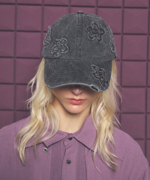 MAISON SPECIAL(メゾンスペシャル)の「《UNISEX》Fade Motif Damaged Flower Pattern 6P Cap/フェードモチーフダメージフラワーパターン6Pキャップ【MAISON SPECIAL/メゾンスペシャル】(キャップ・メンズ・ダークブラック・FREE)」の6枚目の写真