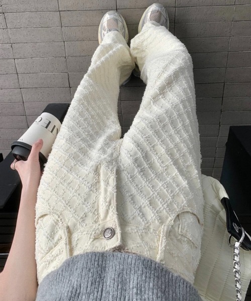 ampm(エーエムピーエム)の「ジャガードチェックイージーワイドパンツ(その他パンツ・レディース・ホワイト・L/M)」の5枚目の写真