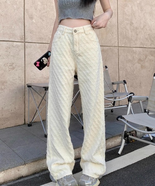 ampm(エーエムピーエム)の「ジャガードチェックイージーワイドパンツ(その他パンツ・レディース・ホワイト・L/M)」の8枚目の写真