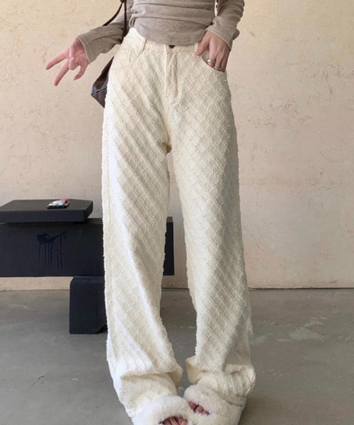 ampm(エーエムピーエム)の「ジャガードチェックイージーワイドパンツ(その他パンツ・レディース・ホワイト・L/M)」の11枚目の写真
