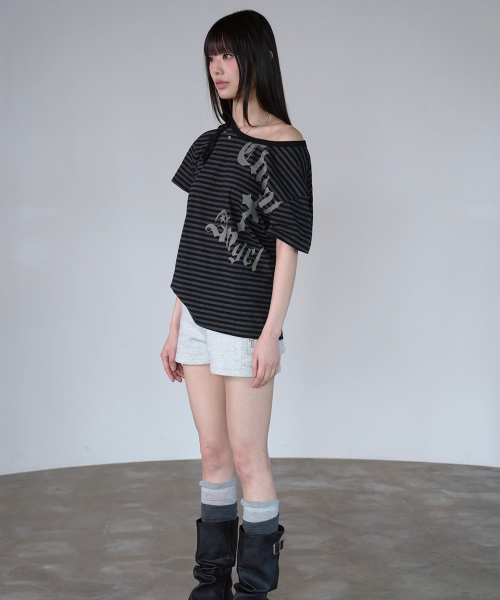 PRENDA(プレンダ)の「RIBBON TIE EYELET STRIPED TEE BLACK(Tシャツ/カットソー・レディース・その他・F)」の3枚目の写真