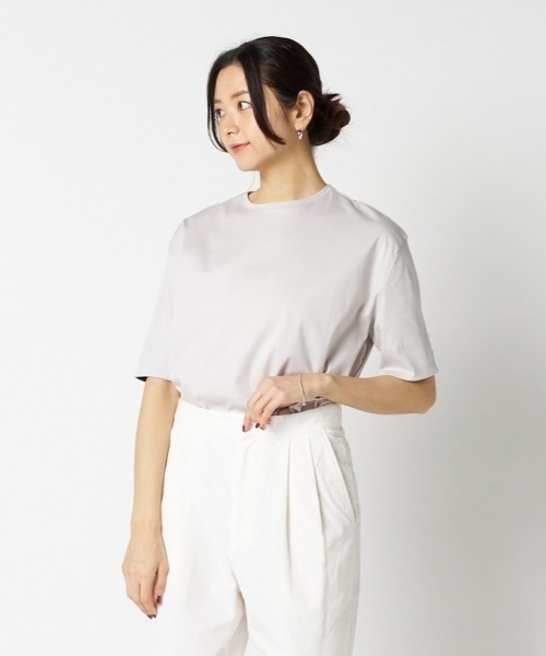 HELIOPOLE(エリオポール)の「COTTON CONTRAST CUFF TEE(Tシャツ/カットソー・レディース・ダークグリーン/ライトグレー・38)」の12枚目の写真