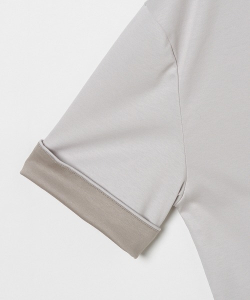 HELIOPOLE(エリオポール)の「COTTON CONTRAST CUFF TEE(Tシャツ/カットソー・レディース・ダークグリーン/ライトグレー・38)」の6枚目の写真