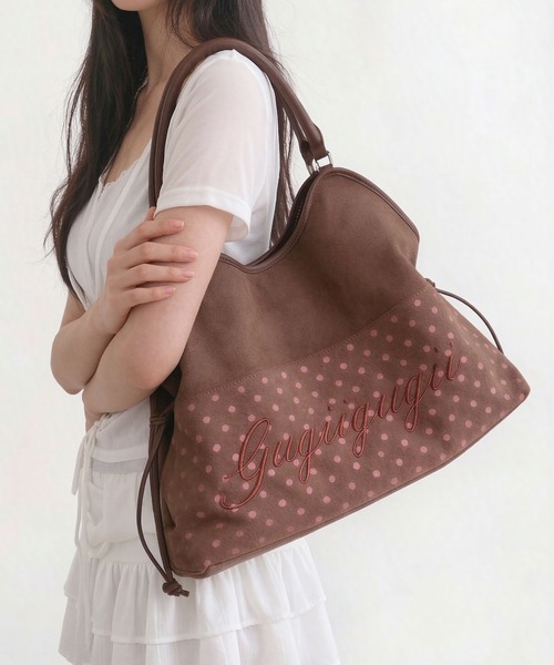 LA VORAGINE(ラ ヴォラジネ)の「ドット.レオパード柄 ロゴ 大容量 トートバッグ チャームなし(トートバッグ・レディース・ピンク/ブラウン/ピンク系1/グレー/ブラック・FREE)」の3枚目の写真