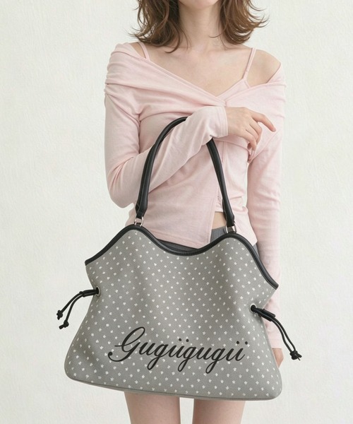 LA VORAGINE(ラ ヴォラジネ)の「ドット.レオパード柄 ロゴ 大容量 トートバッグ チャームなし(トートバッグ・レディース・ピンク/ブラウン/ピンク系1/グレー/ブラック・FREE)」の1枚目の写真