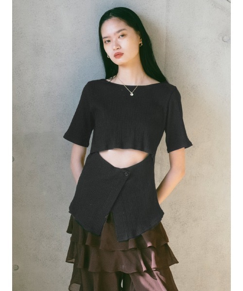sahara(サハラ)の「2way Half Sleeve Top|2way半袖カットソー(Tシャツ/カットソー・レディース・アイボリー/ブラック/ライトグリーン・FREE)」の19枚目の写真