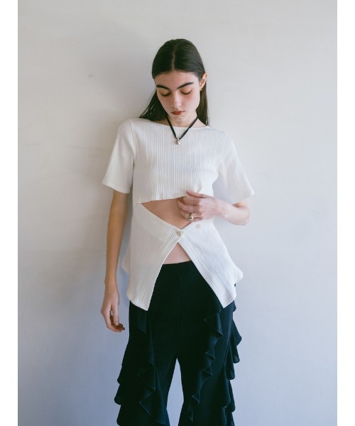 sahara(サハラ)の「2way Half Sleeve Top|2way半袖カットソー(Tシャツ/カットソー・レディース・アイボリー/ブラック/ライトグリーン・FREE)」の9枚目の写真