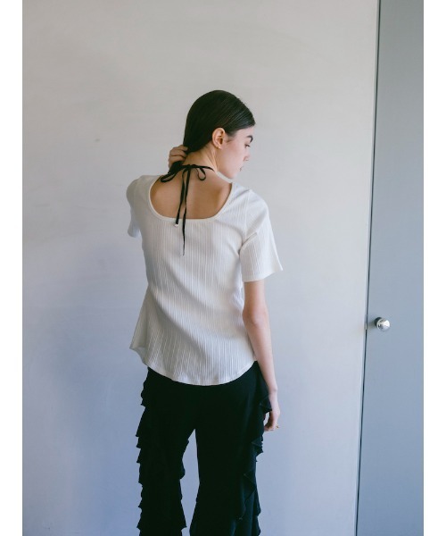 sahara(サハラ)の「2way Half Sleeve Top|2way半袖カットソー(Tシャツ/カットソー・レディース・アイボリー/ブラック/ライトグリーン・FREE)」の11枚目の写真