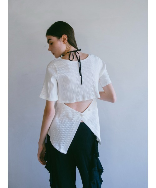 sahara(サハラ)の「2way Half Sleeve Top|2way半袖カットソー(Tシャツ/カットソー・レディース・アイボリー/ブラック/ライトグリーン・FREE)」の14枚目の写真