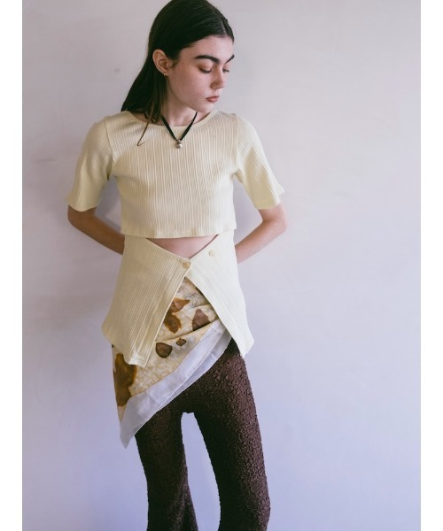 sahara(サハラ)の「2way Half Sleeve Top|2way半袖カットソー(Tシャツ/カットソー・レディース・アイボリー/ブラック/ライトグリーン・FREE)」の17枚目の写真