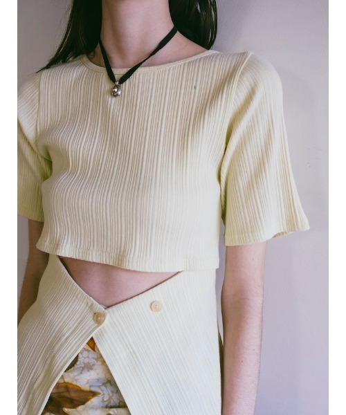 sahara(サハラ)の「2way Half Sleeve Top|2way半袖カットソー(Tシャツ/カットソー・レディース・アイボリー/ブラック/ライトグリーン・FREE)」の18枚目の写真
