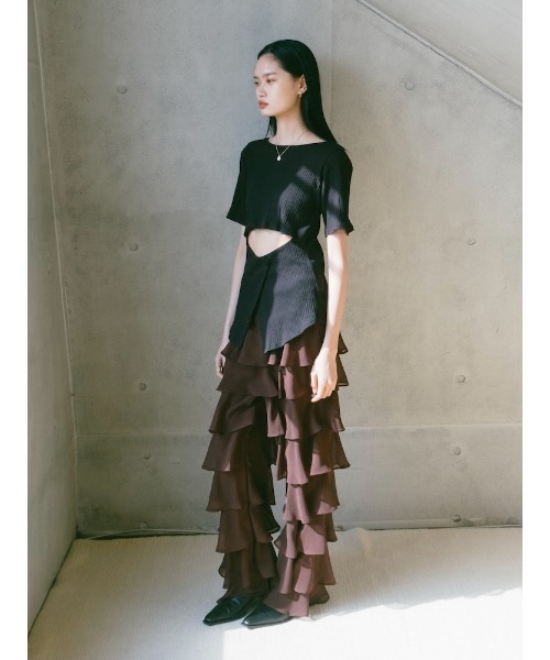sahara(サハラ)の「2way Half Sleeve Top|2way半袖カットソー(Tシャツ/カットソー・レディース・アイボリー/ブラック/ライトグリーン・FREE)」の20枚目の写真