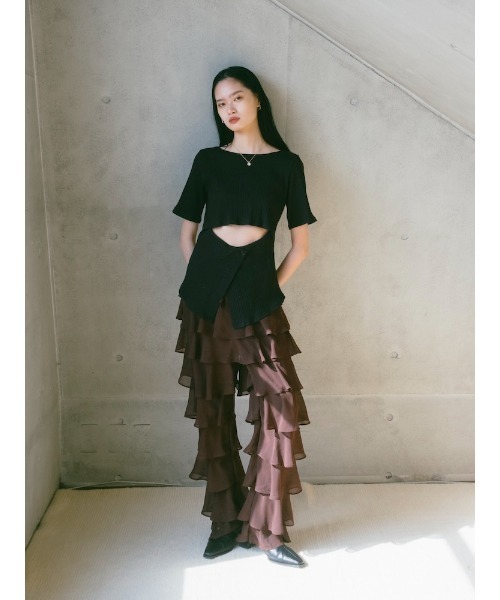 sahara(サハラ)の「2way Half Sleeve Top|2way半袖カットソー(Tシャツ/カットソー・レディース・アイボリー/ブラック/ライトグリーン・FREE)」の21枚目の写真
