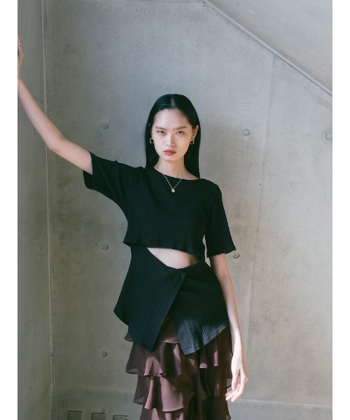 sahara(サハラ)の「2way Half Sleeve Top|2way半袖カットソー(Tシャツ/カットソー・レディース・アイボリー/ブラック/ライトグリーン・FREE)」の22枚目の写真