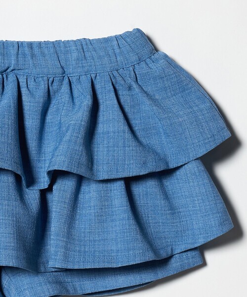 green label relaxing(グリーンレーベルリラクシング)の「リネンライク フリル キュロット / キッズ 100cm-130cm(デニムパンツ・キッズ・ベージュ/コバルトブルー・110cm/120cm/100cm/130cm)」の15枚目の写真