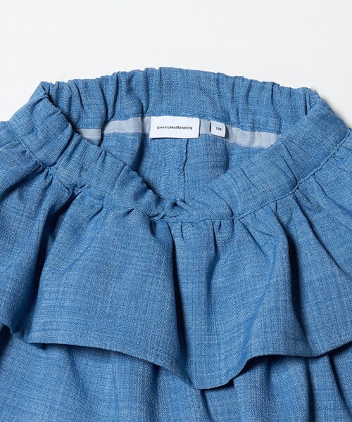 green label relaxing(グリーンレーベルリラクシング)の「リネンライク フリル キュロット / キッズ 100cm-130cm(デニムパンツ・キッズ・ベージュ/コバルトブルー・110cm/120cm/100cm/130cm)」の16枚目の写真