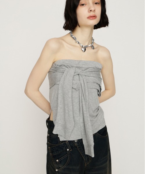 SLY(スライ)の「MANY WAY TUBE TOP メニ-ウェイチューブトップ 春服 夏服(チューブトップ・レディース・ブラック/杢グレー・FREE)」の1枚目の写真