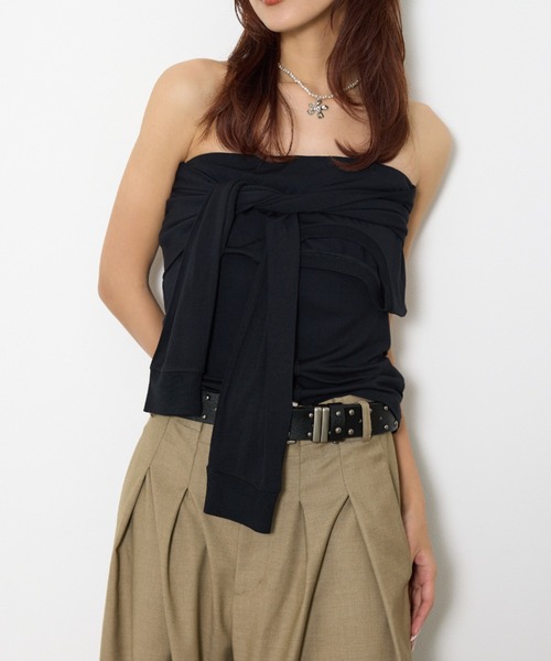 SLY(スライ)の「MANY WAY TUBE TOP メニ-ウェイチューブトップ 春服 夏服(チューブトップ・レディース・ブラック/杢グレー・FREE)」の21枚目の写真