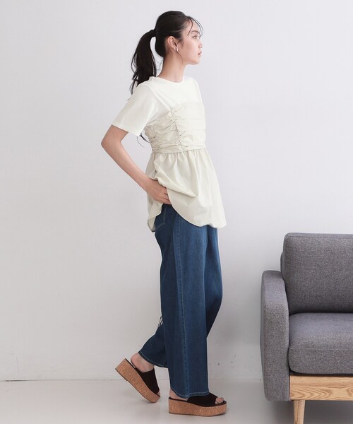 OPAQUE.CLIP(オペークドットクリップ)の「ビスチェドッキングカットソー【洗濯機OK】(Tシャツ/カットソー・レディース・ホワイト系5/ブラウン系その他5/チャコール・38/42/40)」の14枚目の写真